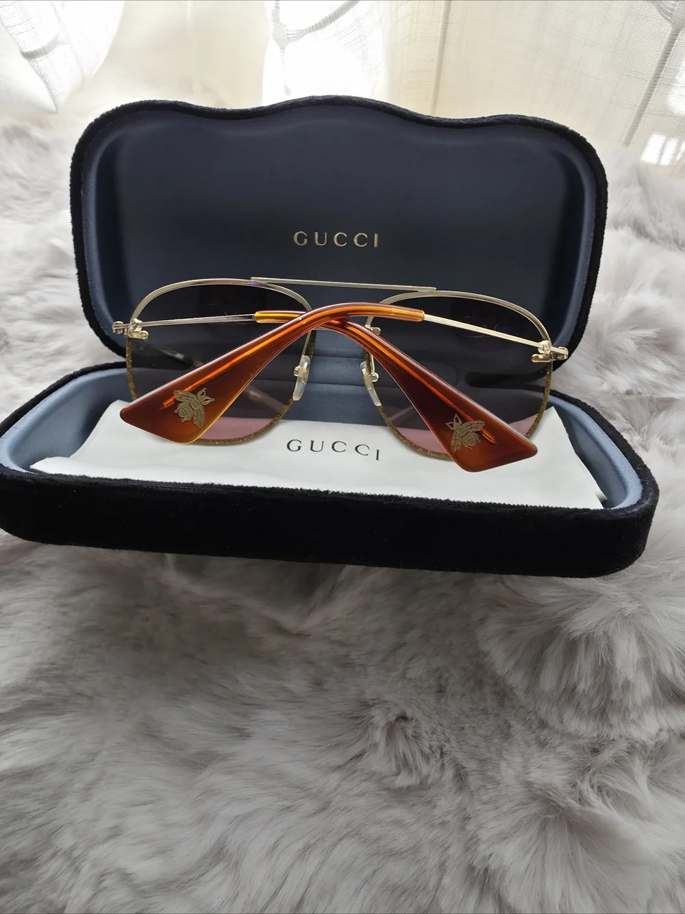Gucci Gold Rim Aviator Sunglasses